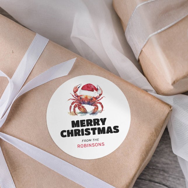 Adesivo Redondo Siri Santa Craca de Natal Tropical Divertido (Criador carregado)