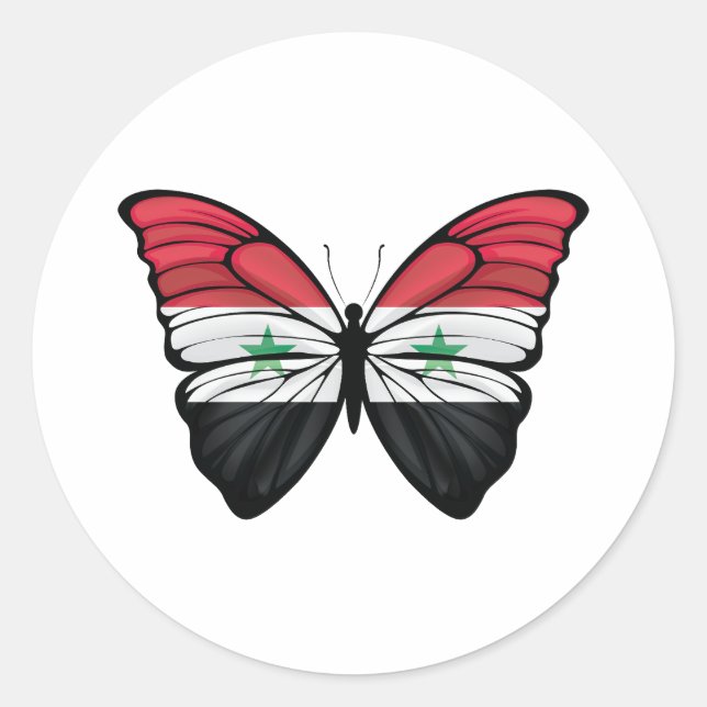 Adesivo Redondo Síria Hypolimnas Butterfly (Frente)
