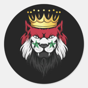 Adesivo Redondo Síria: Leão Rei Bandeira