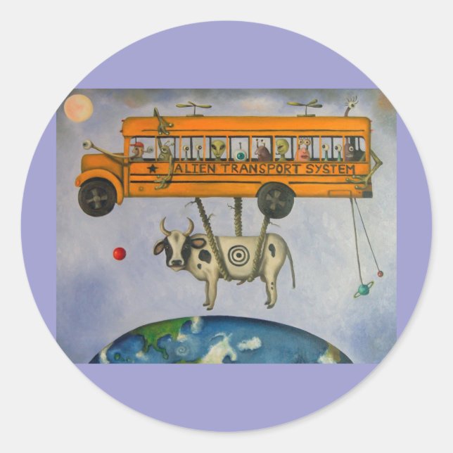 Adesivo Redondo Sistema de transporte de alienígenas (Frente)