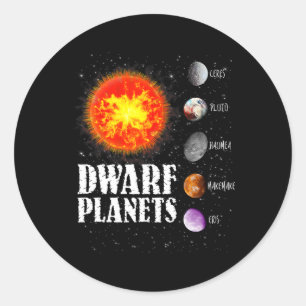 Adesivo Redondo Sistema Solar - Planetas anões dotados de T shirt