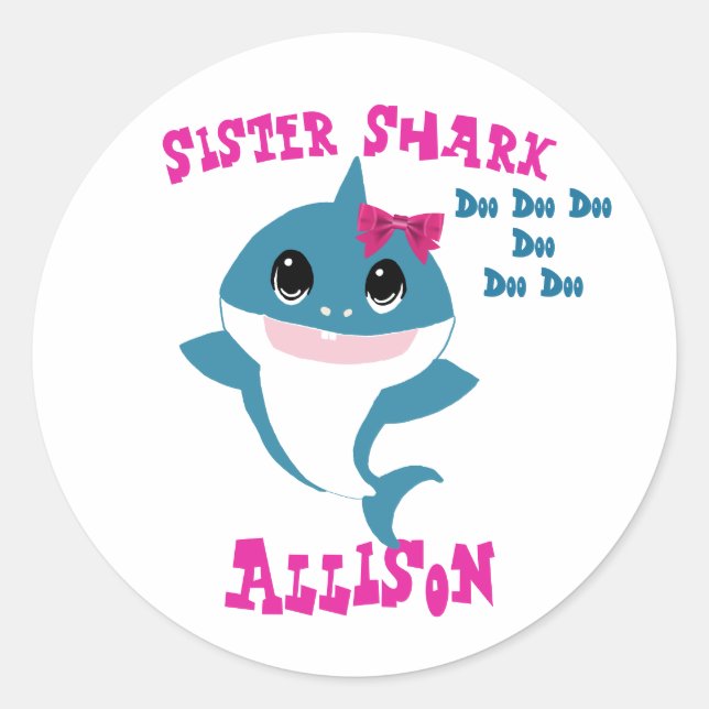 Adesivo Redondo Sister Shark Stickers (Frente)
