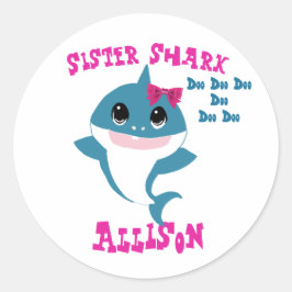 Adesivo Redondo Sister Shark Stickers