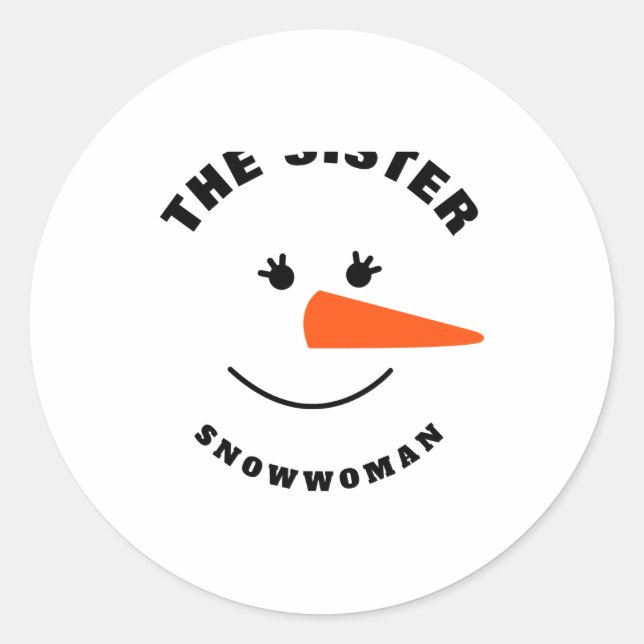 Adesivo Redondo Sister Snowman Face Squad Matching Family Costume  (Frente)