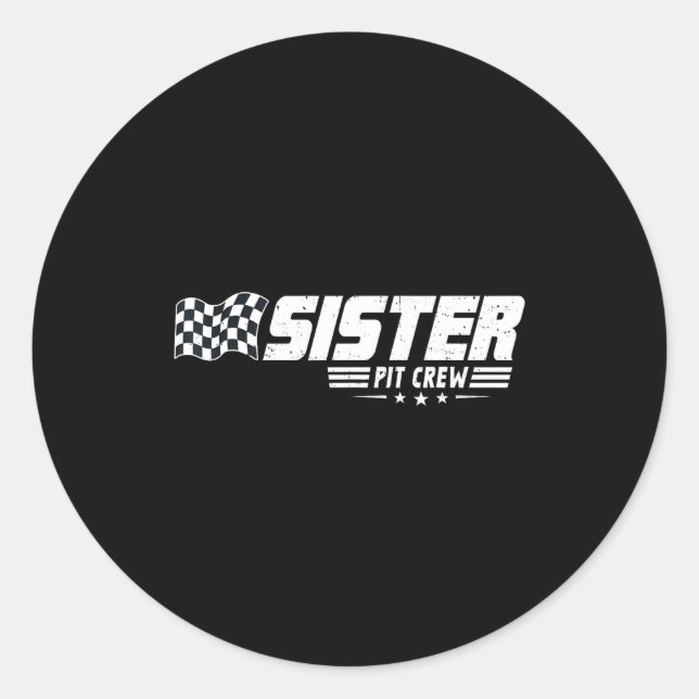 Adesivo Redondo Sister T Crew Race Car Birthday Family Racing  (Frente)