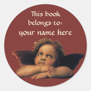 Adesivo Redondo Sistine Madonna Angels por Raphael Bookplate