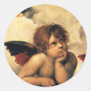 Adesivo Redondo Sistine Madonna Angels por Raphael Sanzio
