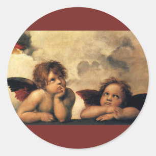 Adesivo Redondo Sistine Madonna Angels por Raphael Sanzio