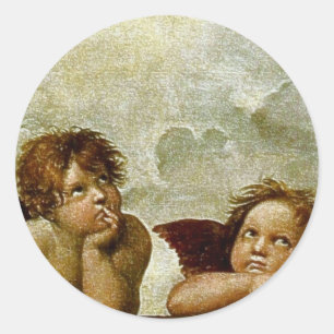 Adesivo Redondo "Sistine Madonna" (cerca de 1513) de Rafael (Detal