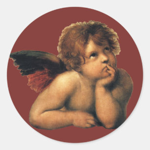 Adesivo Redondo Sistine Madonna, detalhe Angels de Raphael Sanzio