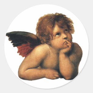 Adesivo Redondo Sistine Madonna, detalhe Angels de Raphael Sanzio