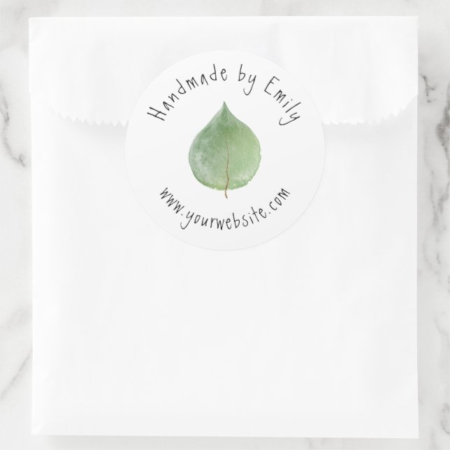 Adesivo Redondo Site da Eucalyptus Leaf Small Artesanato Business (Bolsa)