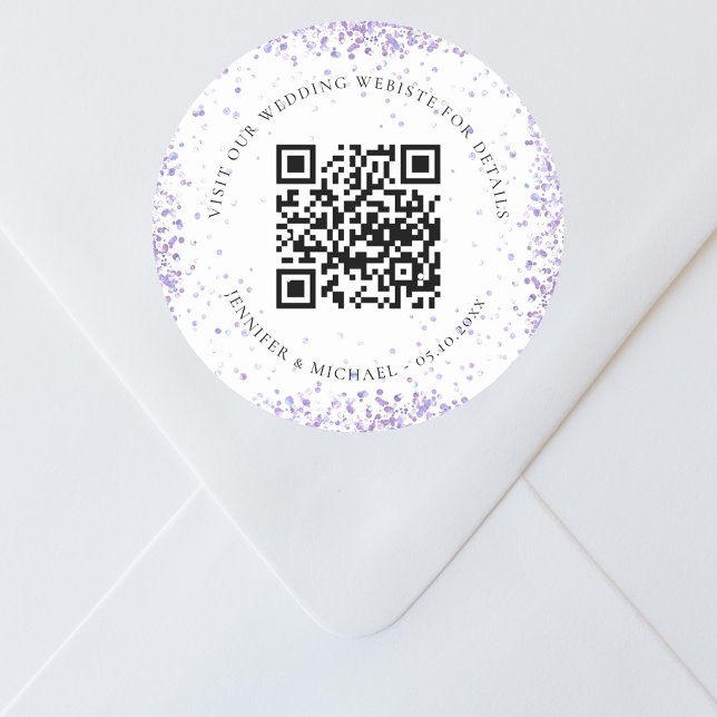 Adesivo Redondo Site de casamento Detalhes do código QR rsvp viole (Criador carregado)