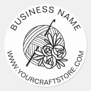 Adesivo Redondo Site de Crochê Personalizado Nome da Empresa