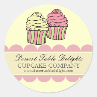 Adesivo Redondo Site de publicidade comercial em Stripes de cupcak