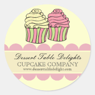 Adesivo Redondo Site de publicidade comercial em Stripes de cupcak