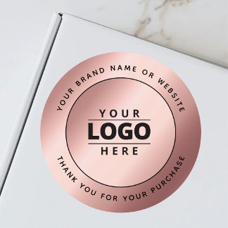 Adesivo Redondo Site do logotipo de empresa metálico Dourado rosa