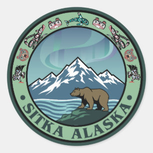 Adesivo Redondo Sitka Alasca Estados Unidos