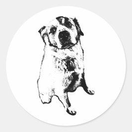 Adesivo Redondo Sitting Dog Minimalist Art Sticker