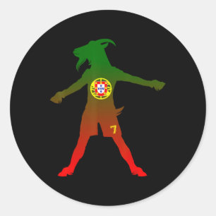 Adesivo Redondo Siuuu Cabra Real Bandeira de Portugal Futebol Home