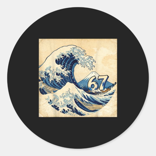 Adesivo Redondo Six Seven 67 6-7 Japanese The Great Wave Off Kanag (Frente)