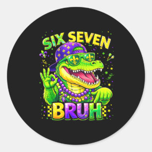 Adesivo Redondo Six Seven 67 Bruh Mardi Gras Mardigator Jacaré 