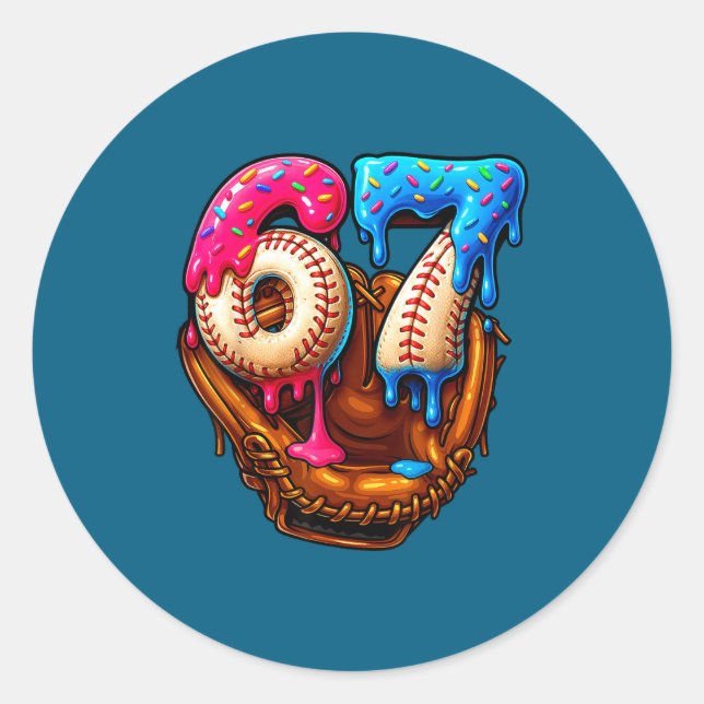 Adesivo Redondo Six Seven Baseball Candy Drip 6-7 Meme  (Frente)
