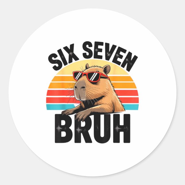 Adesivo Redondo Six Seven Bruh 67 Meme Capybara  (Frente)