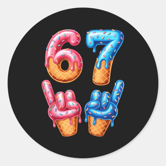 Adesivo Redondo Six Seven Ice Cream Drip 67  (Frente)