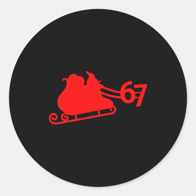 Adesivo Redondo Six Seven Kids 67 Boys Girls 6 7 Santa Claus Sleig (Frente)