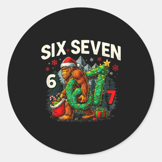 Adesivo Redondo Six Seven Santa Bigfoot Christmas Sasquatch 67 Fun (Frente)