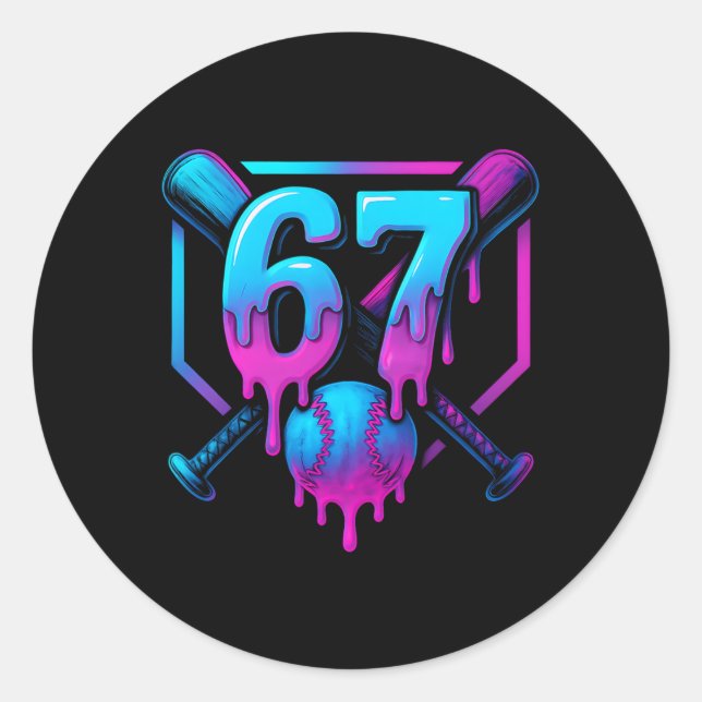 Adesivo Redondo Six Seven Sell Ice Cream Drip Cool 67 Gen Alpha Sl (Frente)