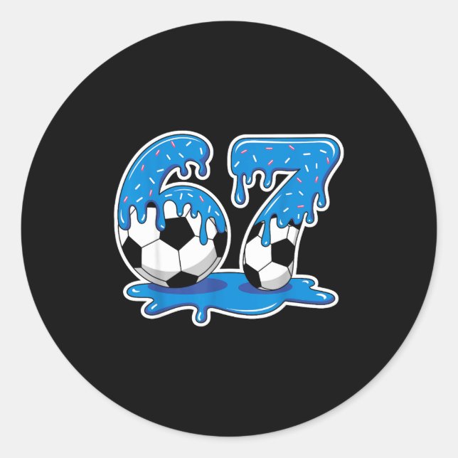 Adesivo Redondo Six Seven Soccer Ice Cream Drip Funny Design  (Frente)