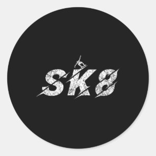 Adesivo Redondo Sk8 Skate Patinador Crianças Meninos Meninas Skate