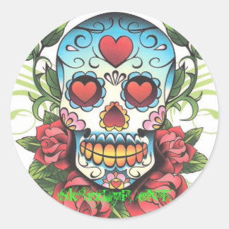 Adesivo Redondo Sk8rzLyF Skull - Rosas 001, Sk8rzLyF, eNT.