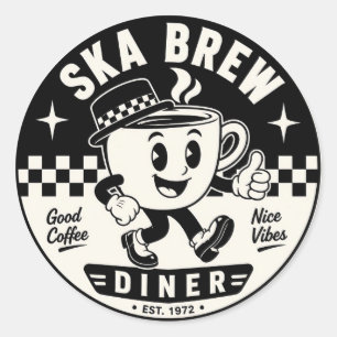 Adesivo Redondo ska brew Coffee Club lanchonete –