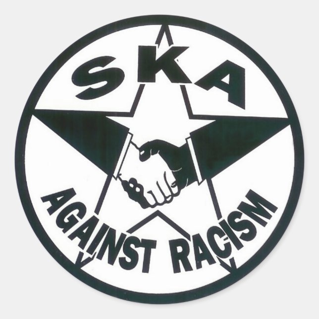 Adesivo Redondo Ska contra o racismo (Frente)