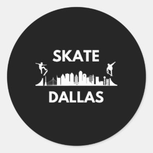 Adesivo Redondo Skate Dallas Tx Fãs de Skate Dallas Skyline