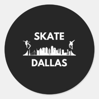 Adesivo Redondo Skate Dallas Tx Skateboarding Fans Dallas Skyline 