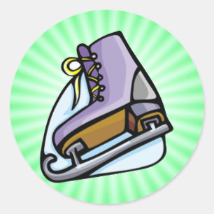 Adesivo Redondo Skate de gelo verde neon.