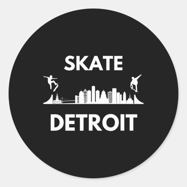 Adesivo Redondo Skate Detroit Mi Skateboarding Fans Detroit Skylin (Frente)
