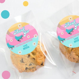 Adesivo Redondo Skate do cilindro Festa de aniversário retrógrada 