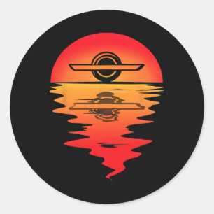 Adesivo Redondo Skate Elétrico Vintage Sunset Onewheel Float 