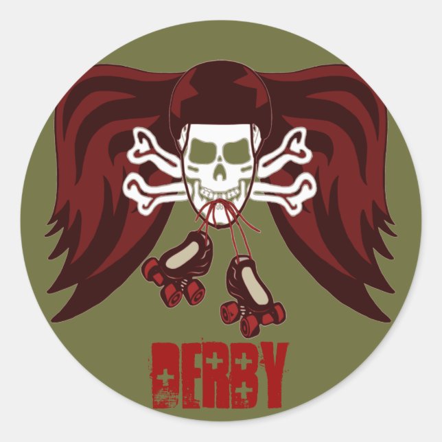 Adesivo Redondo Skate ou morra com asas de anjo (Frente)