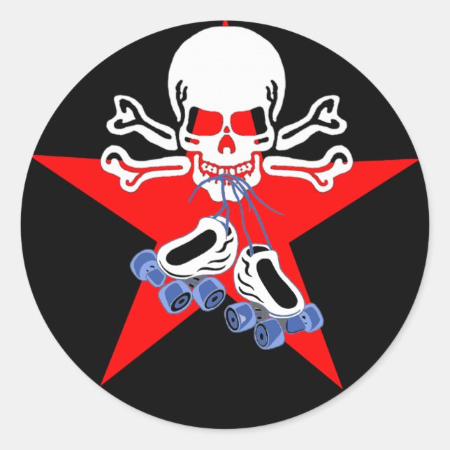 Adesivo Redondo Skate ou morrer com estrela jammer (Frente)