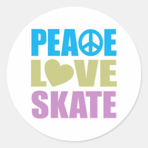 Adesivo Redondo Skate Peace Love