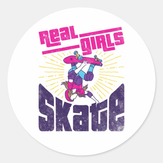 Adesivo Redondo Skate Real Girls do Skateboard (Frente)