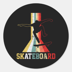 Adesivo Redondo Skate Retro Skateboard Skateboarding