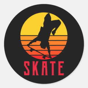 Adesivo Redondo Skate Retro Vintage Skateboarder Skateboarding