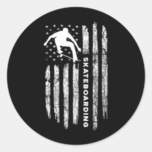 Adesivo Redondo Skateboard da Bandeira Americana - W de Skate Vint